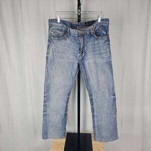 T K Axel Treadwell Relaxed Straight Jeans Mens 36x28 Light Wash